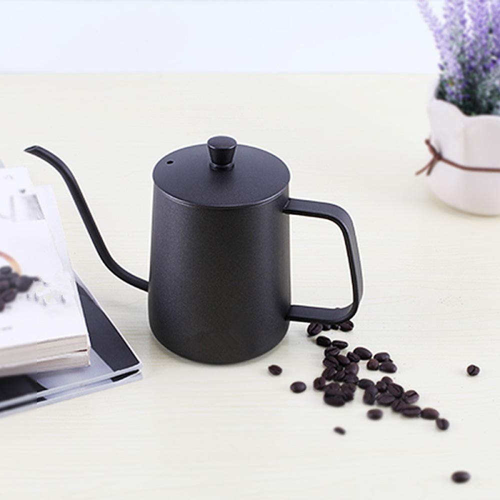 Premium 304 Stainless Steel French Press Coffee Maker - 350ml Portable Handmade Long Spout Thin Neck Coffee Pot for Home, Office & Travel - Black