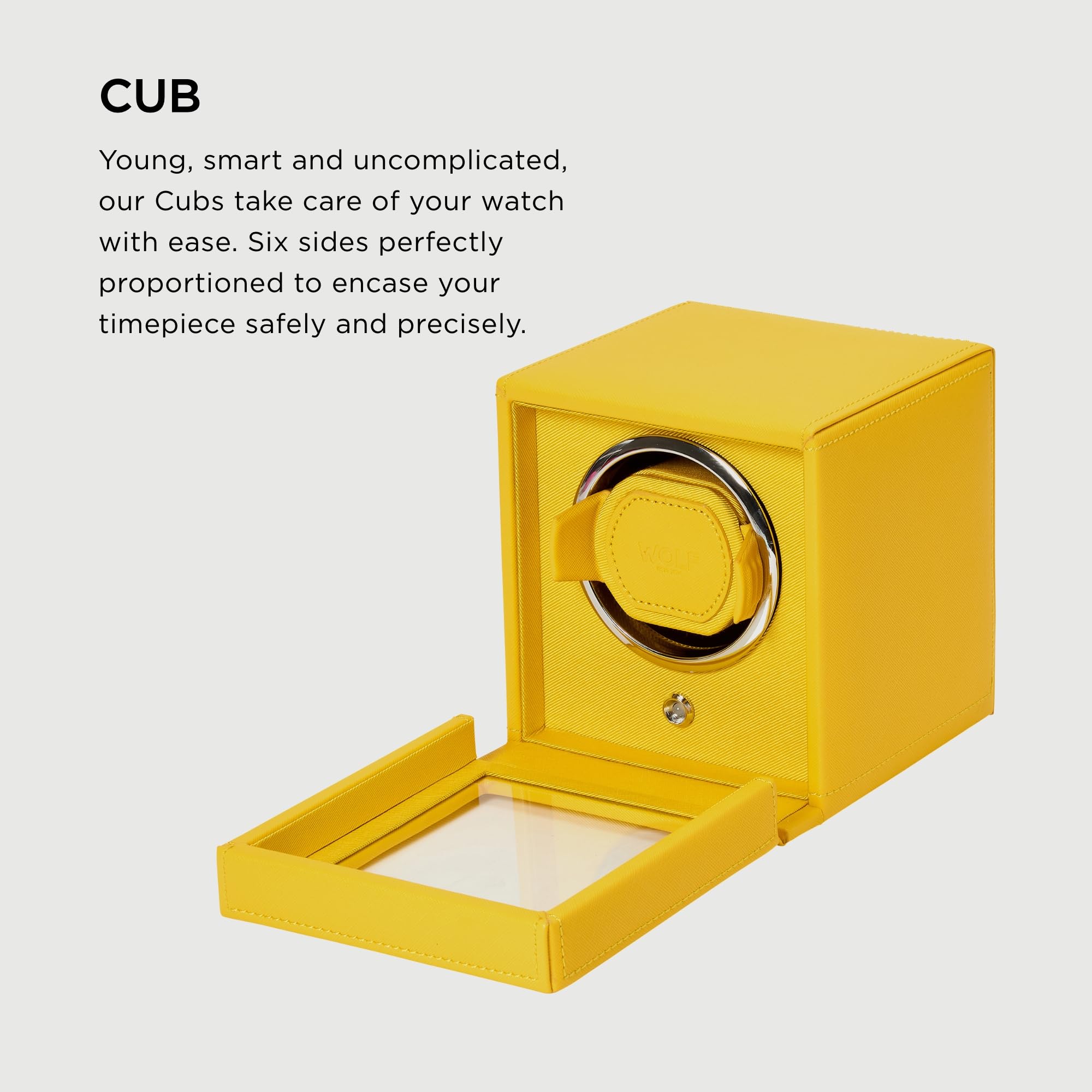 Premium Wolf Cub Single Watch Winder with Glass Cover - Automatic Watch Storage & Display Case for Rolex, Omega & Luxury Watches - Perfect for Home, Office & Travel Use