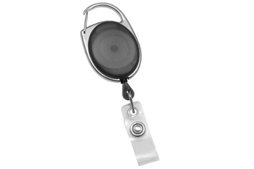 Premier Translucent Black Badge Reel with Clear Strap - 100 Pack | ID Card Holder for Nurses, Teachers & Healthcare Professionals