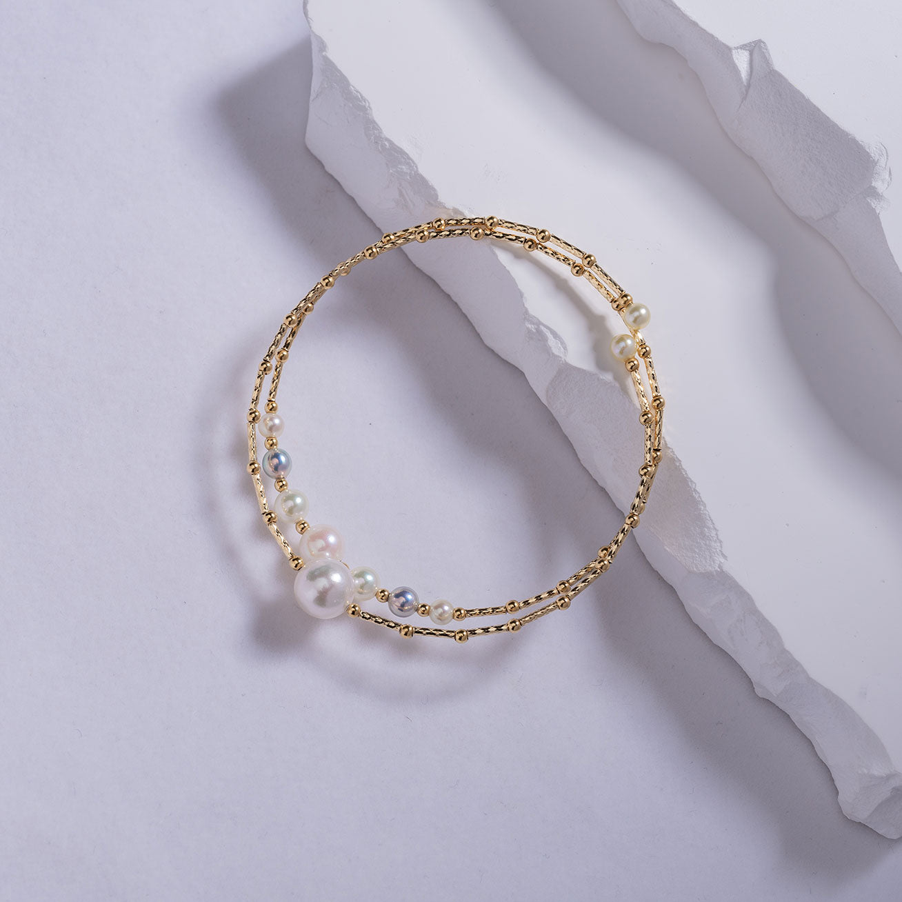 18K Solid Gold Akoya Pearl Bracelet for Women - Elegant Pearl Jewelry Gift for Anniversary, Birthday & Special Occasions | KB00018