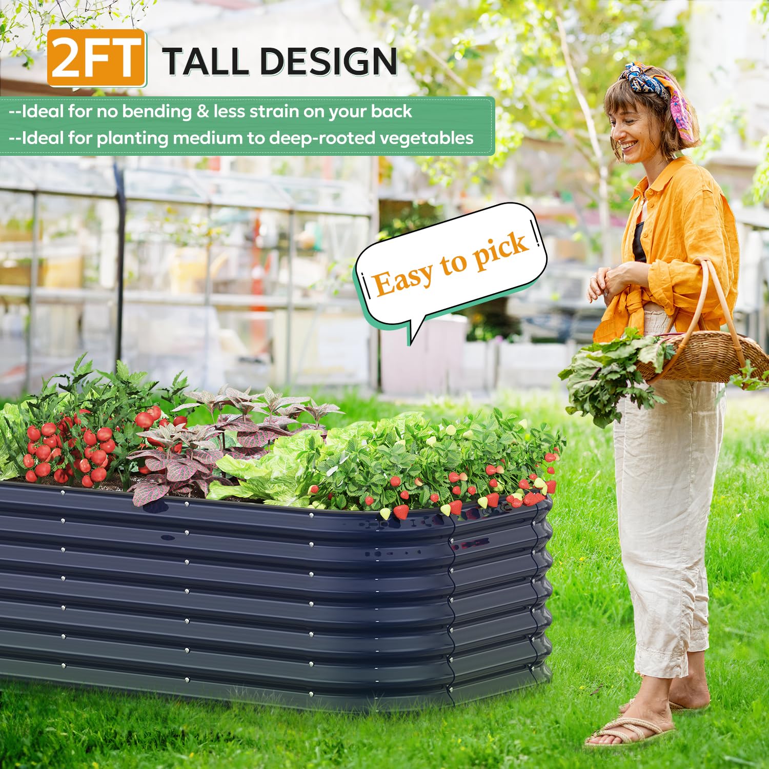 6x3x2 FT Galvanized Steel Raised Garden Bed Kit - 6 in 1 Large Metal Planter Box for Outdoor Vegetables, Flowers & Herbs (Modern Grey) | Durable Gardening Solution for Backyards, Patios & Urban Farming