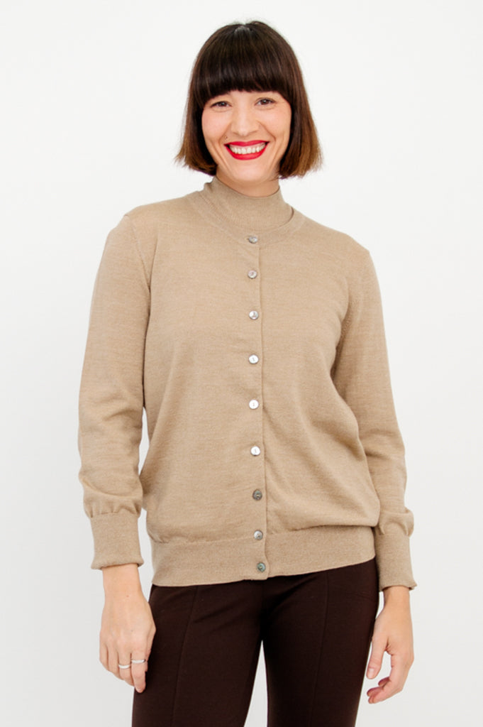 Soft Merino Wool Kitten Cardigan in Barley - Cozy & Stylish Sweater for Cats - Perfect for Indoor Lounging & Photo Shoots