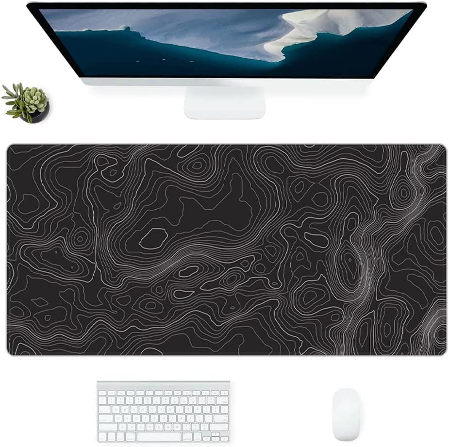 Premium Topographic Mouse Pad - Extra Large 31.5x15.7 Inch Non-Slip Gaming Desk Mat with Contour Map Design for PC, Mac, Laptop - Perfect for Home Office, Gaming Setup & Workstation Accessories