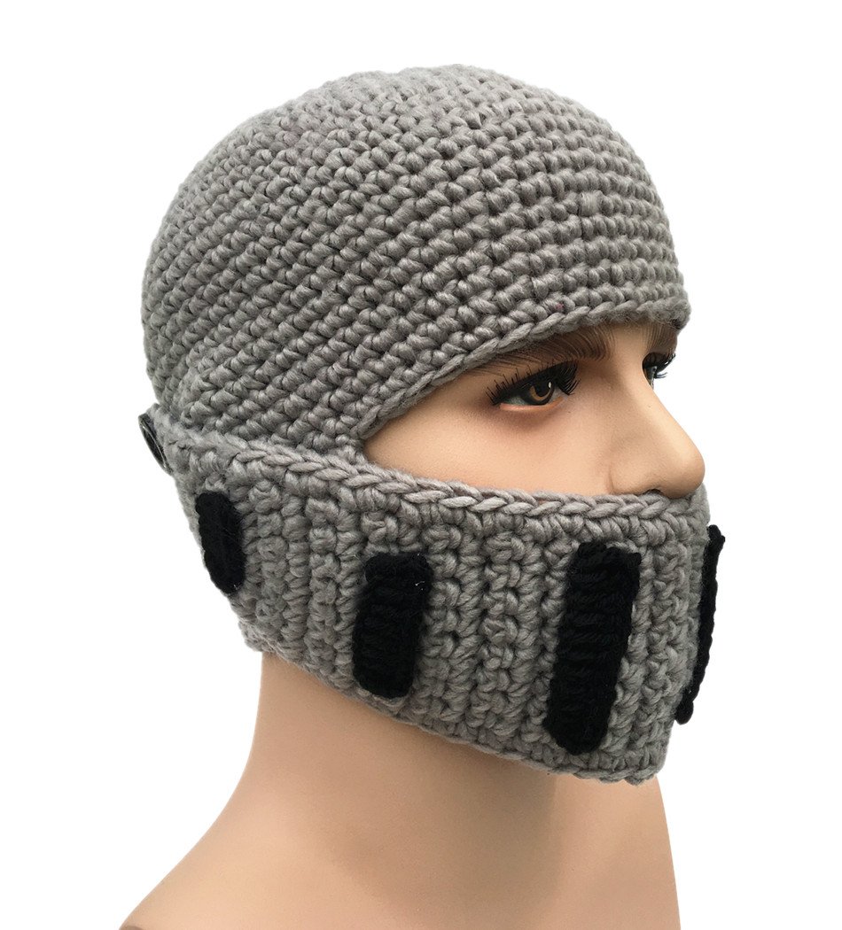 Men's & Women's Beard Hat Beanie - Warm Knit Roman Knight Cosplay Cap for Halloween & Medieval Costume Parties
