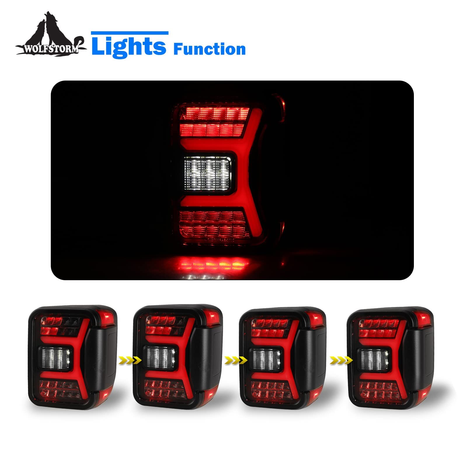 Smoked LED Tail Lights for 2019-2023 Jeep Gladiator JT - DRL & Sequential Turn Signal Lights - Plug & Play Taillights with 30W Reverse/Brake Light (1 Pair) - Perfect for Off-Roading, Night Driving & Jeep Customization