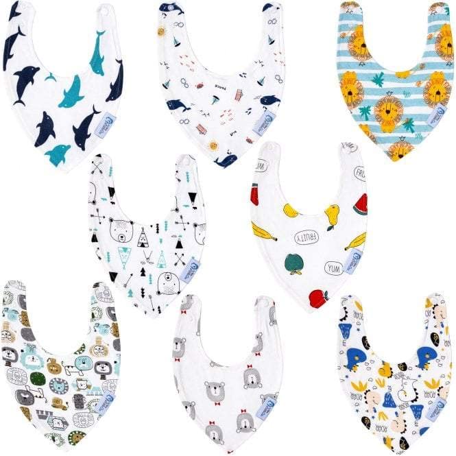 Organic Cotton Baby Bandana Dribble Bibs - 8 Pack Super Soft Drool Bibs for Boys | Teething & Drooling Protection | Perfect for Feeding, Playtime & Outings
