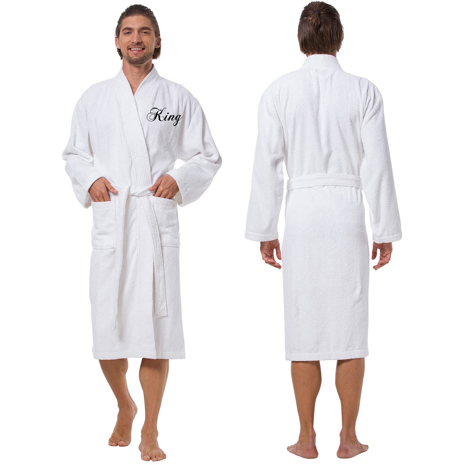 AW BRIDAL 2-Piece Terry Cloth Robe Set for Women & Men - 100% Cotton Kimono Style Spa Bathrobe - Perfect Wedding Anniversary, Engagement & Bridal Shower Gift - Ideal for Honeymoon, Spa Days & Relaxing at Home