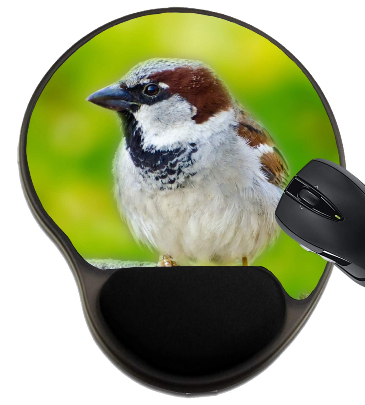 MSD Ergonomic Mouse Pad with Wrist Support - Sparrow Beak Feather Bird Design Wildlife Nature Themed Gaming & Office Mouse Mat for Computer, Laptop, PC - Perfect for Long Work Hours, Gaming Sessions & Pain Relief