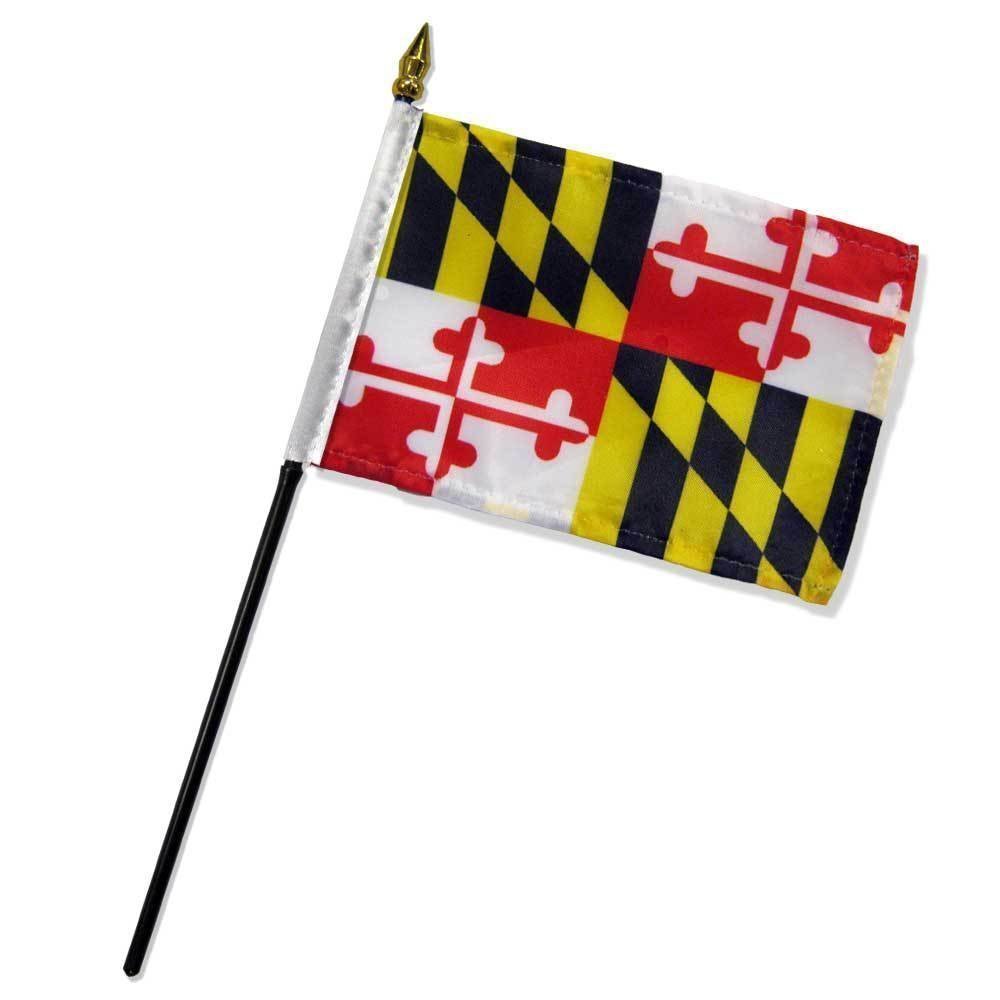 Maryland 4x6 Inch Mini Desk Stick Flags - 12 Pack No Base - Patriotic Office Decor, School Events & Home Displays