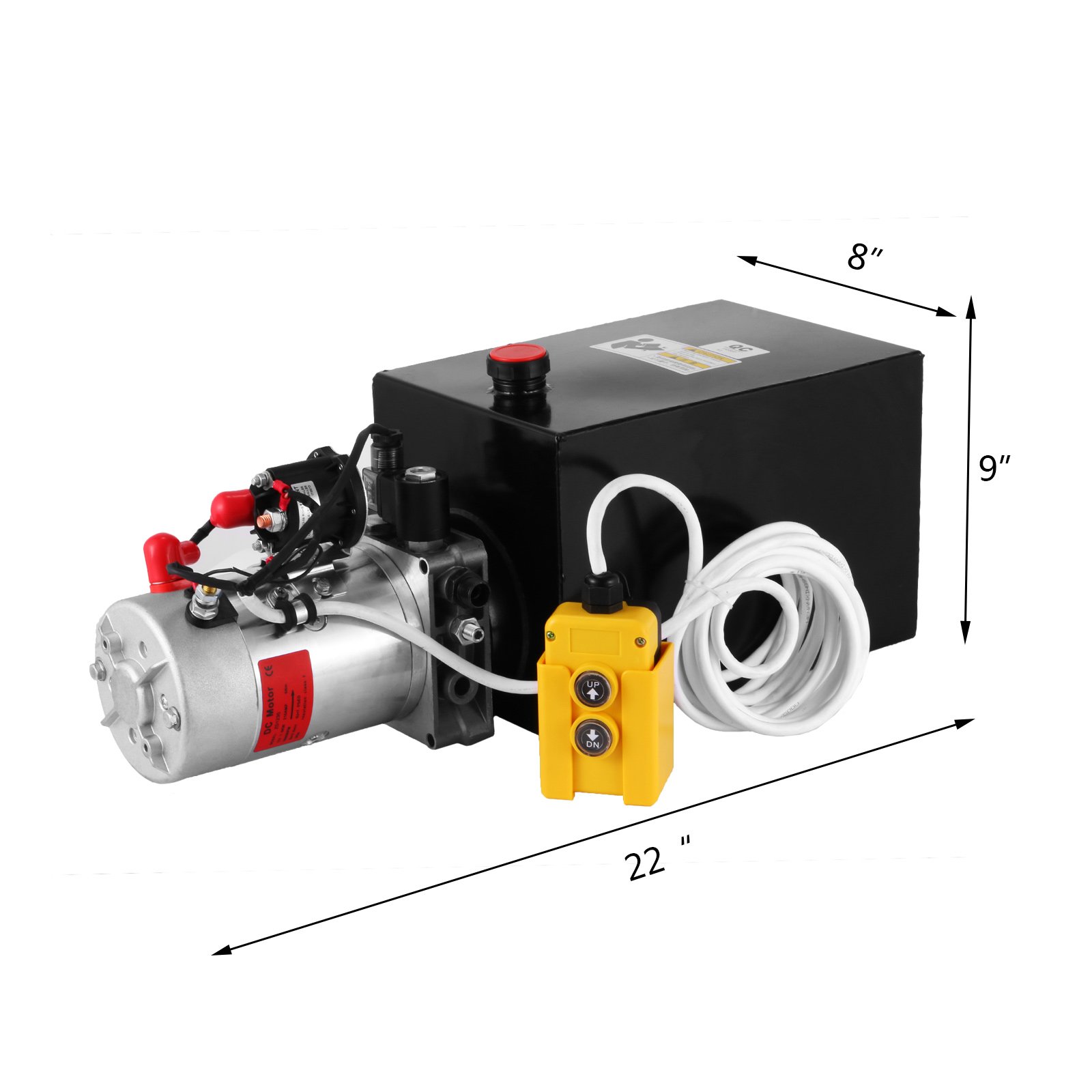 12V Hydraulic Power Unit - Mophorn 12 Quart Single Acting Hydraulic Pump with Steel Reservoir for Dump Trailers, Truck Lifts & Car Hoists | Heavy Duty Hydraulic System for Automotive, Construction & Farm Equipment Maintenance