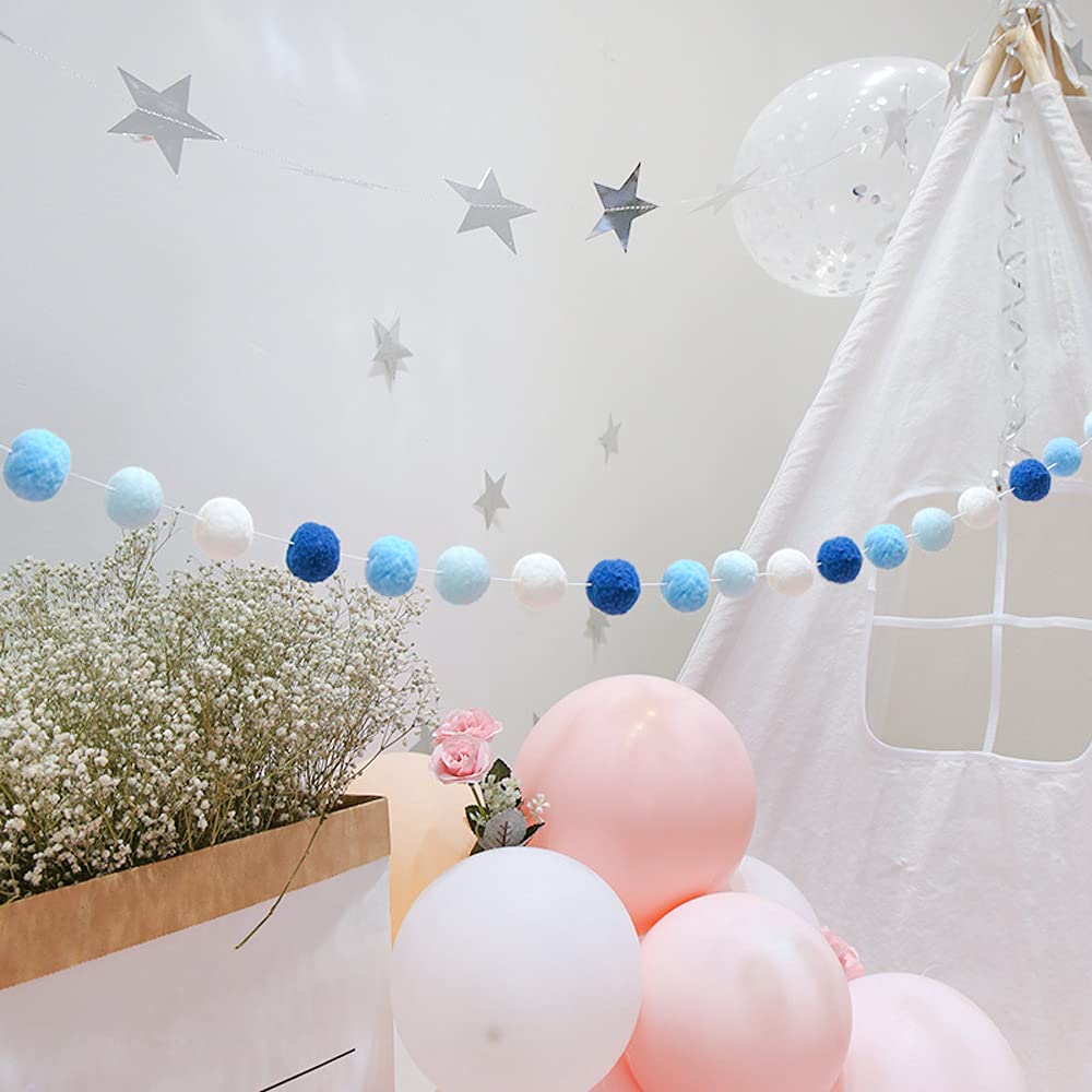 30mm Felt Ball Garland - 30 Pom Pom Balls, 78in (2M) String for Christmas Decor, Party Tassel, Home & Holiday DIY Crafts - Perfect for Tree Trimming, Gift Wrapping & Festive Wall Hangings