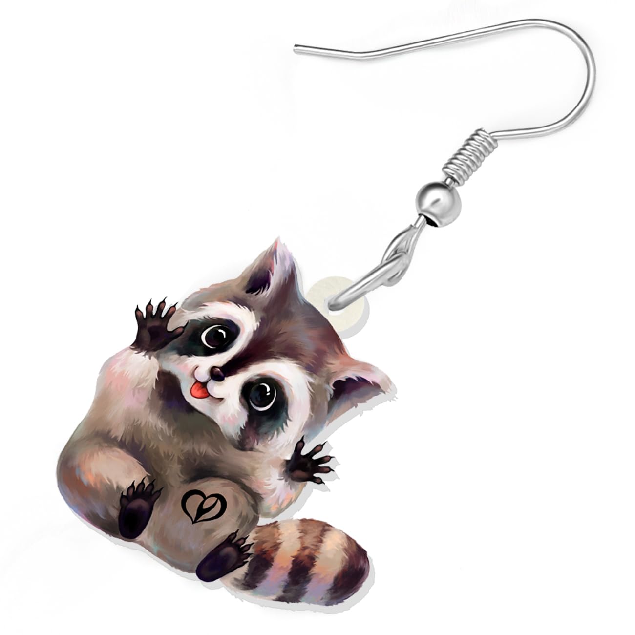 Funny Acrylic Raccoon Earrings - Cute Dangle Animal Jewelry for Women, Perfect Gift for Animal Lovers, Great for Casual Wear & Costume Parties