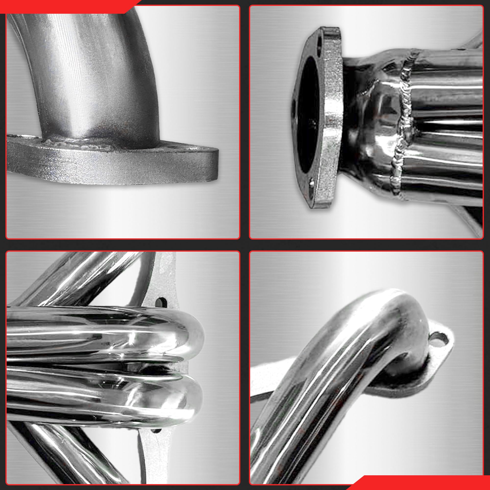 Polished Stainless Steel Block Hugger Headers for Small Block Chevy SBC 265 283 302 305 327 350 400 - Shorty Exhaust Manifolds for Hot Rods, Street Rods & Custom Builds - Not Compatible with Angle Plug Heads or Clamshell Mounts - Perfect for Tight Engine Bays & Performance Upgrades