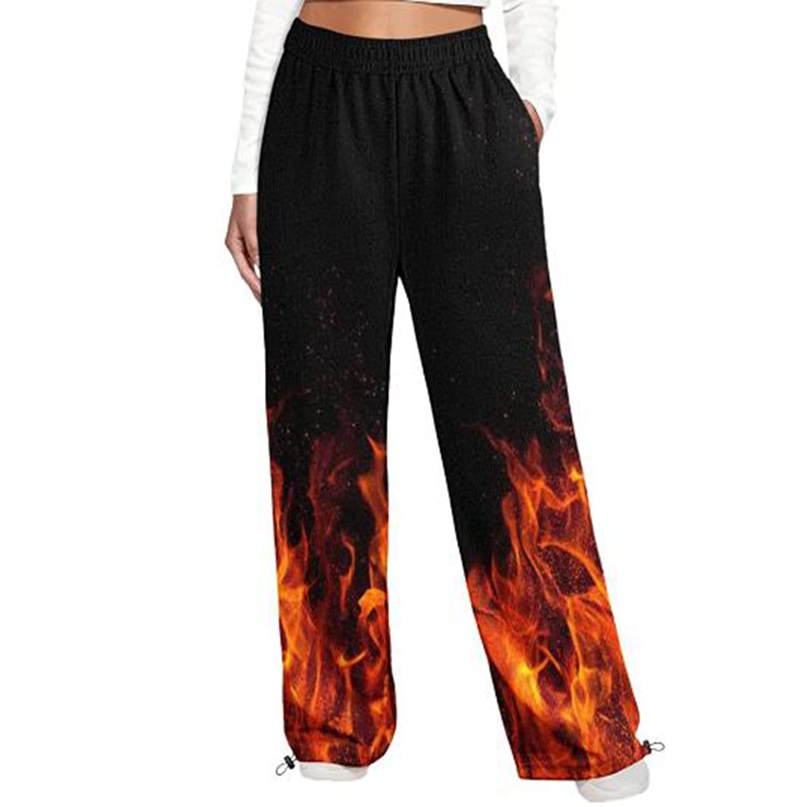 Trendy High Waist Sweatpants for Women & Teen Girls - Soft Casual Jogging Pants with Pockets, Unique Prints for Yoga, Gym & Lounge Wear