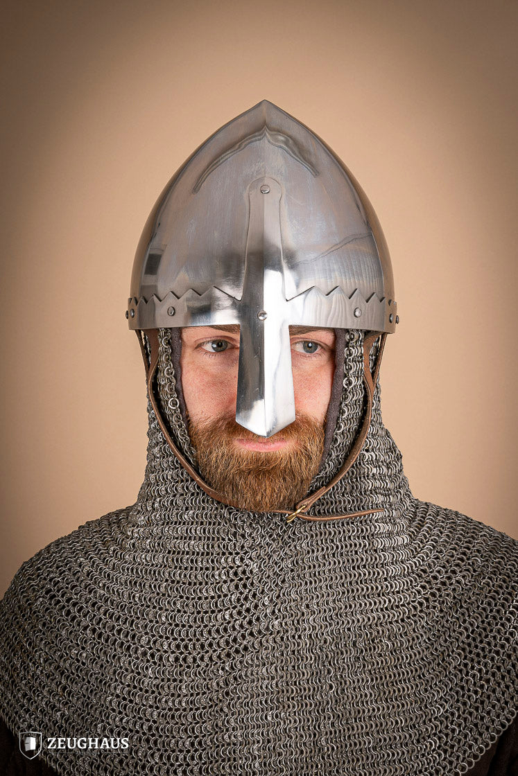 San Wenceslao 2mm Polished Nasal Helmet - Medieval Armor Replica for LARP, Cosplay & Historical Reenactment