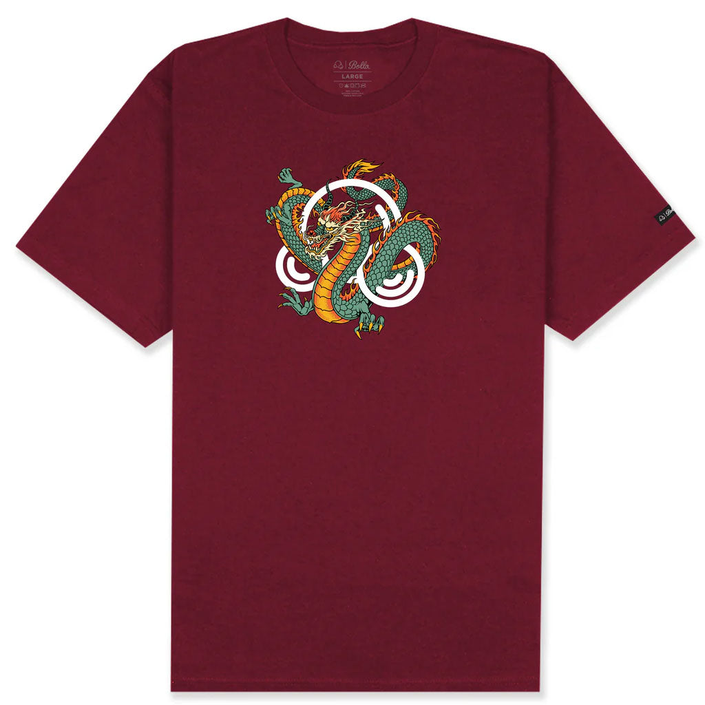Bolla Dragon Short Sleeve T-Shirt for Men - Burgundy Red Cotton Casual Tee - Perfect for Streetwear, Gym, and Everyday Outfits