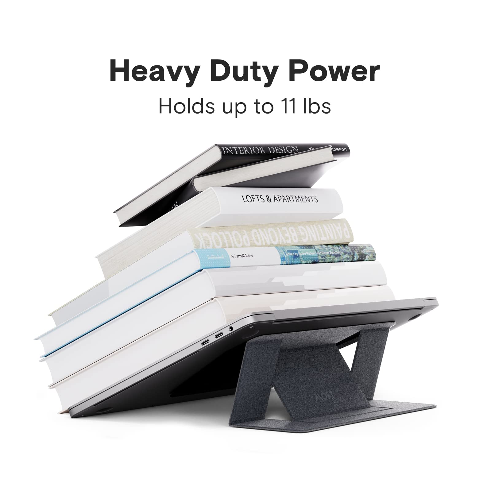 MOFT Adhesive Laptop Stand for Desk - Foldable & Portable Computer Stand with 2 Adjustable Angles for MacBook Air/Pro 11-16 Inch (Starry Grey) | Perfect for Home Office, Coffee Shops & Travel Workspaces