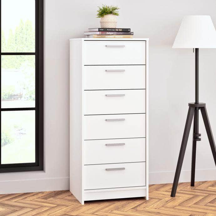 Studio Essentials 6-Drawer Tall Chest Dresser - 2 Color Options for Bedroom & Office Storage Organization