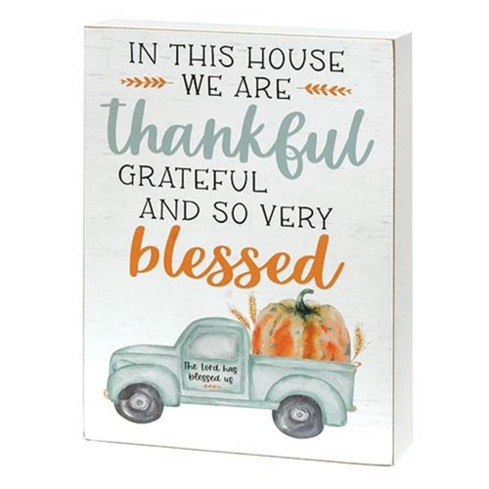Thankful Pumpkin Truck Box Sign - Rustic Fall Home Decor for Thanksgiving, Farmhouse Wall Art - Perfect for Living Room, Porch, and Seasonal Holiday Decorations