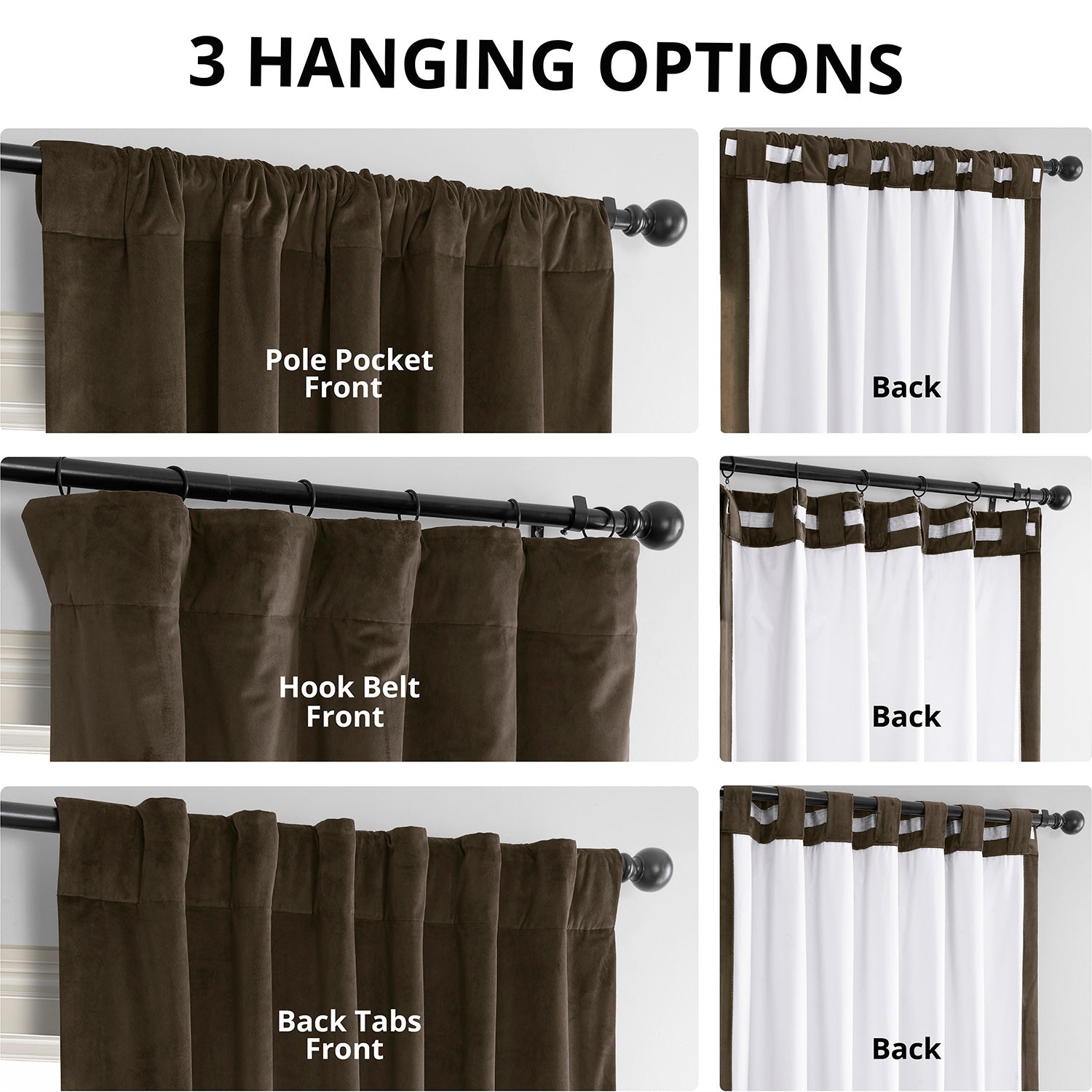 Premium Blackout Curtains for Bedroom - Thermal Insulated Velvet Window Drapes with Noise Reduction, 100% Room Darkening for Better Sleep (Java Signature, 52x84 Inch) - Perfect for Home Theater, Nursery & Shift Workers