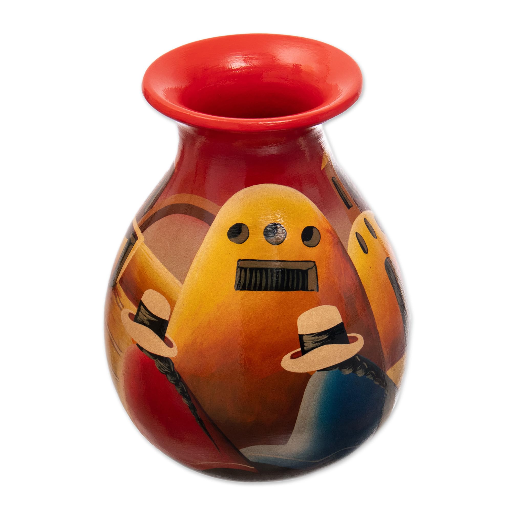 Handmade Ceramic Cuzco Vase - Colorful Peruvian Home Decor, 'The Monastery' Design - Perfect for Living Room, Dining Table & Gift Giving