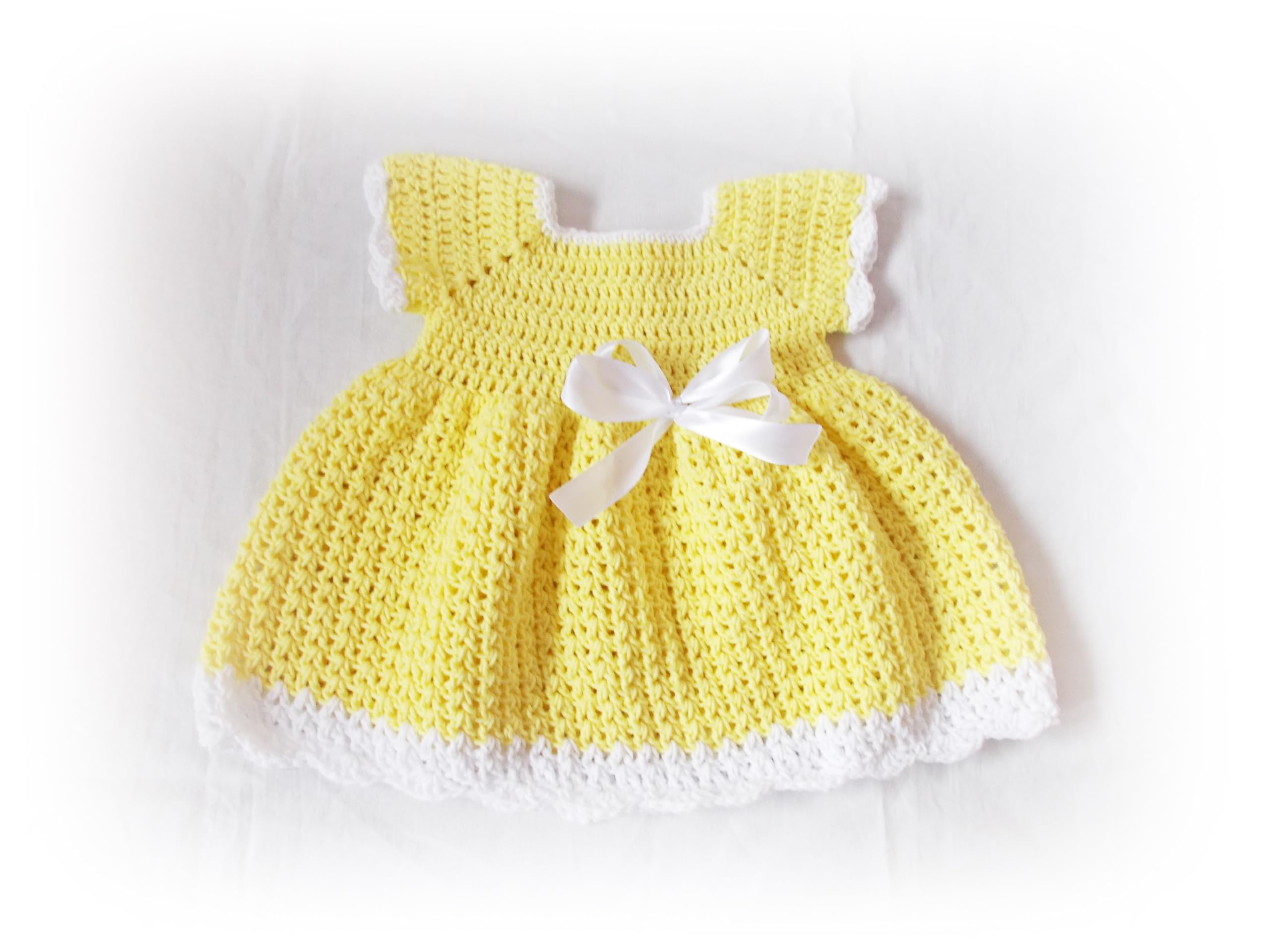 Yellow Crochet Baby Dress for Newborns 0-3 Months | Soft Handmade Outfit for Photo Shoots, Christening & Special Occasions