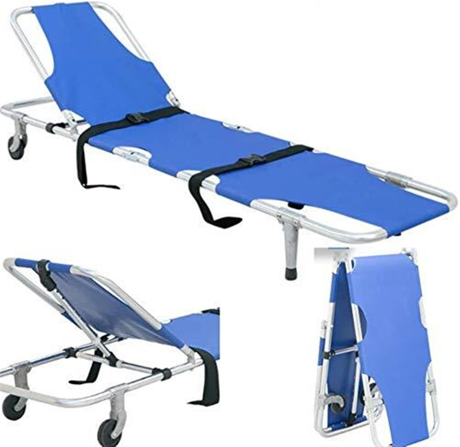 Portable Folding Stretcher with Wheels - 350lb Capacity Aluminum Emergency Medical Stretcher for Patient Transport | Ideal for Hospitals, Ambulances, Travel & Outdoor Emergencies