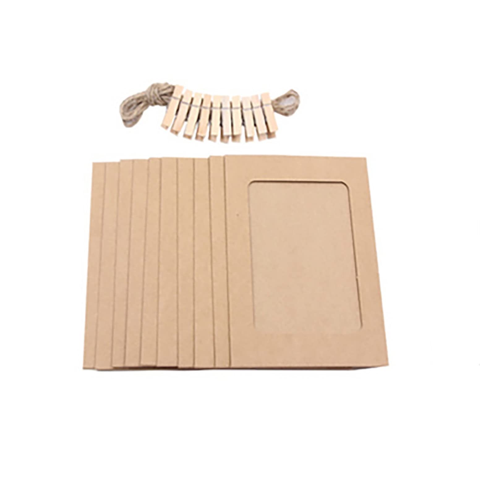 10 Pack 3 Inch DIY Paper Photo Frames with Rope & Clips - Vintage Style Wall Hanging Picture Frames for Home Decor, Scrapbooking, Wedding Albums & Office Display (Color: C)