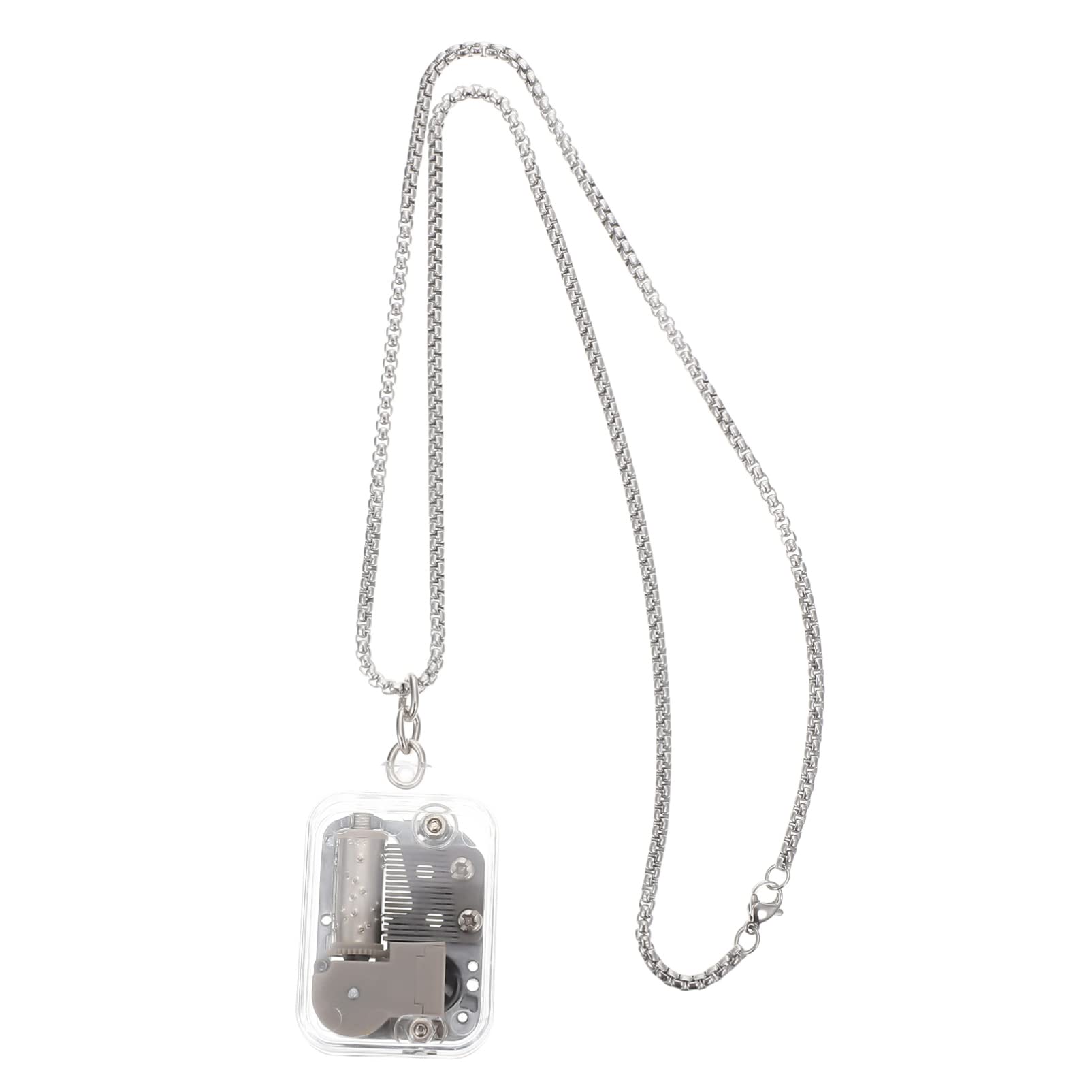 ARTIBETTER Mini Square Acrylic Music Box Necklace - Silver Musical Locket Pendant Jewelry for Women | Perfect Birthday Gift, Party Favor & Romantic Keepsake | Great for Anniversaries, Valentine's Day & Special Occasions
