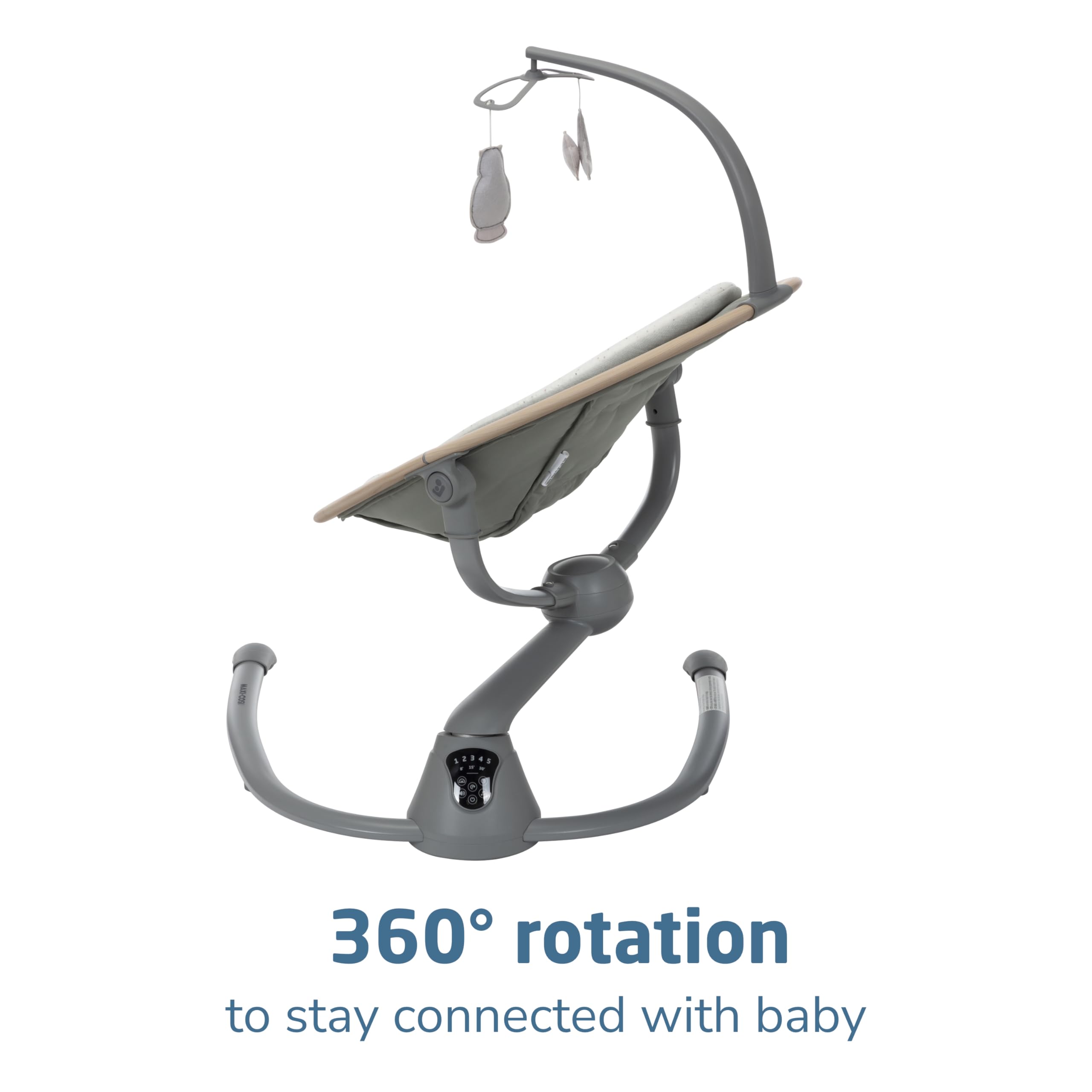 Maxi-Cosi Cassia Baby Swing for Infants - Portable, Lightweight & Foldable Infant Swing with Music, 360° Rotation - Classic Green | Perfect for Soothing Newborns at Home or Travel