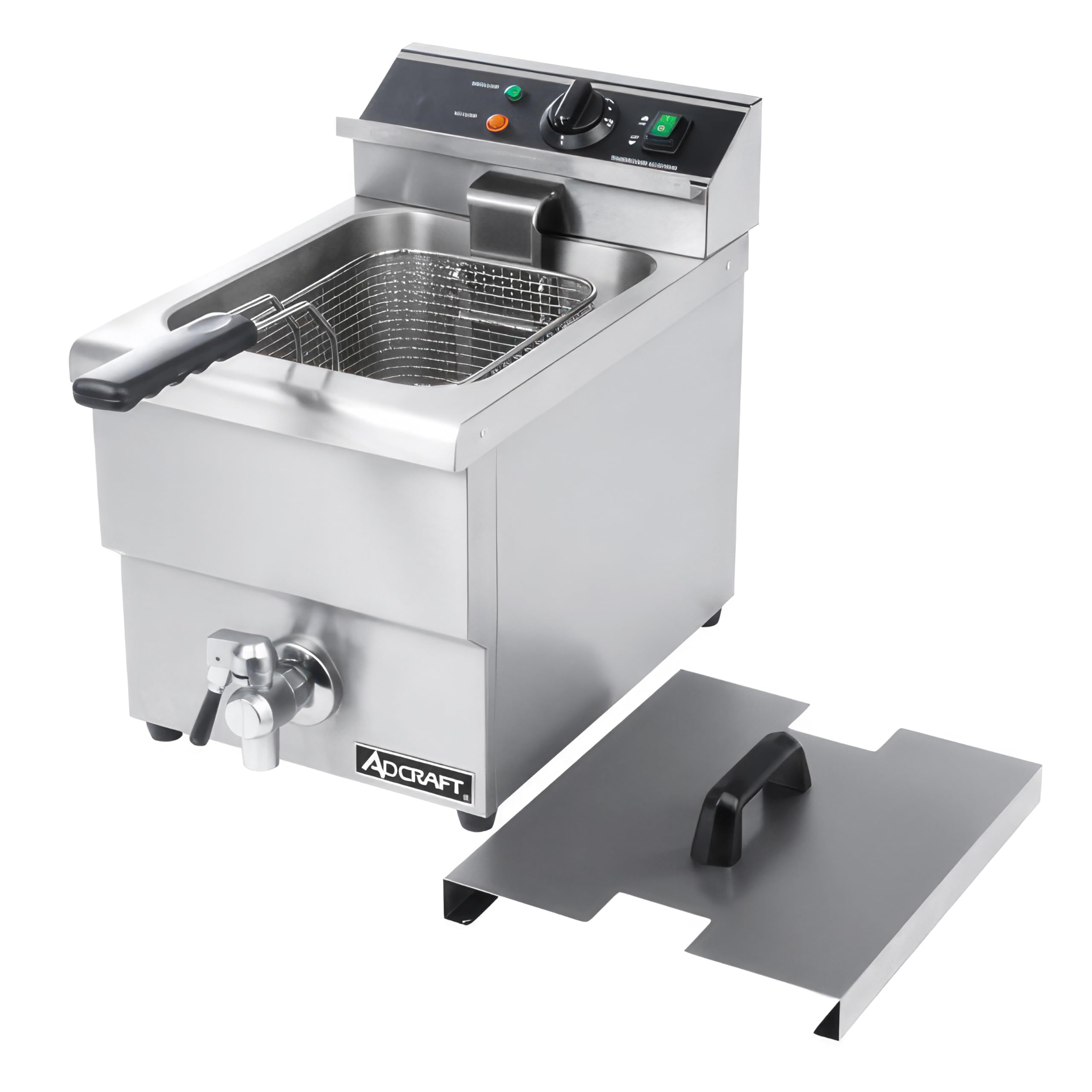 Adcraft 25 lb Capacity Single Tank Deep Fryer with Faucet - Heavy-Duty Commercial Stainless Steel Fryer with Thermostatic Controls, NSF Certified, 208V, 6 Liter - Perfect for Restaurants, Food Trucks & Catering Businesses
