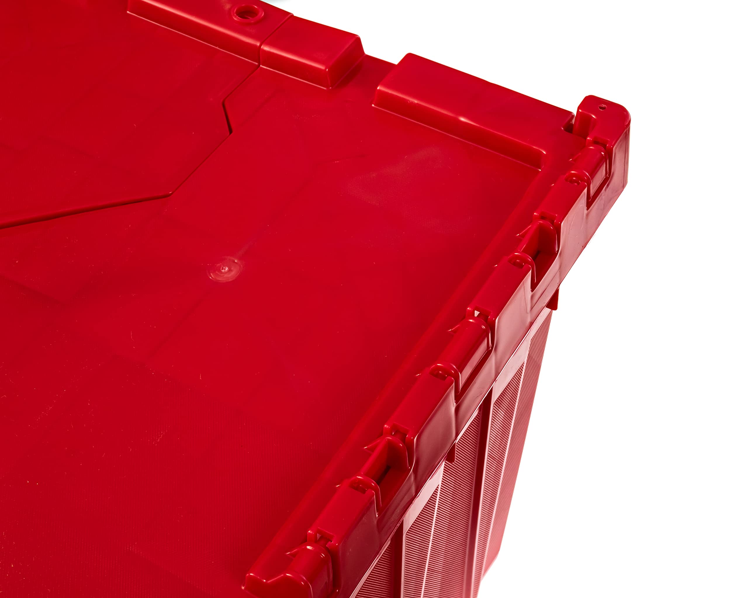 12 Gallon Heavy-Duty Flip Top Storage Tote (4-Pack) - Commercial & Industrial Plastic Storage Container with Padlock & Metal Hinges - 21