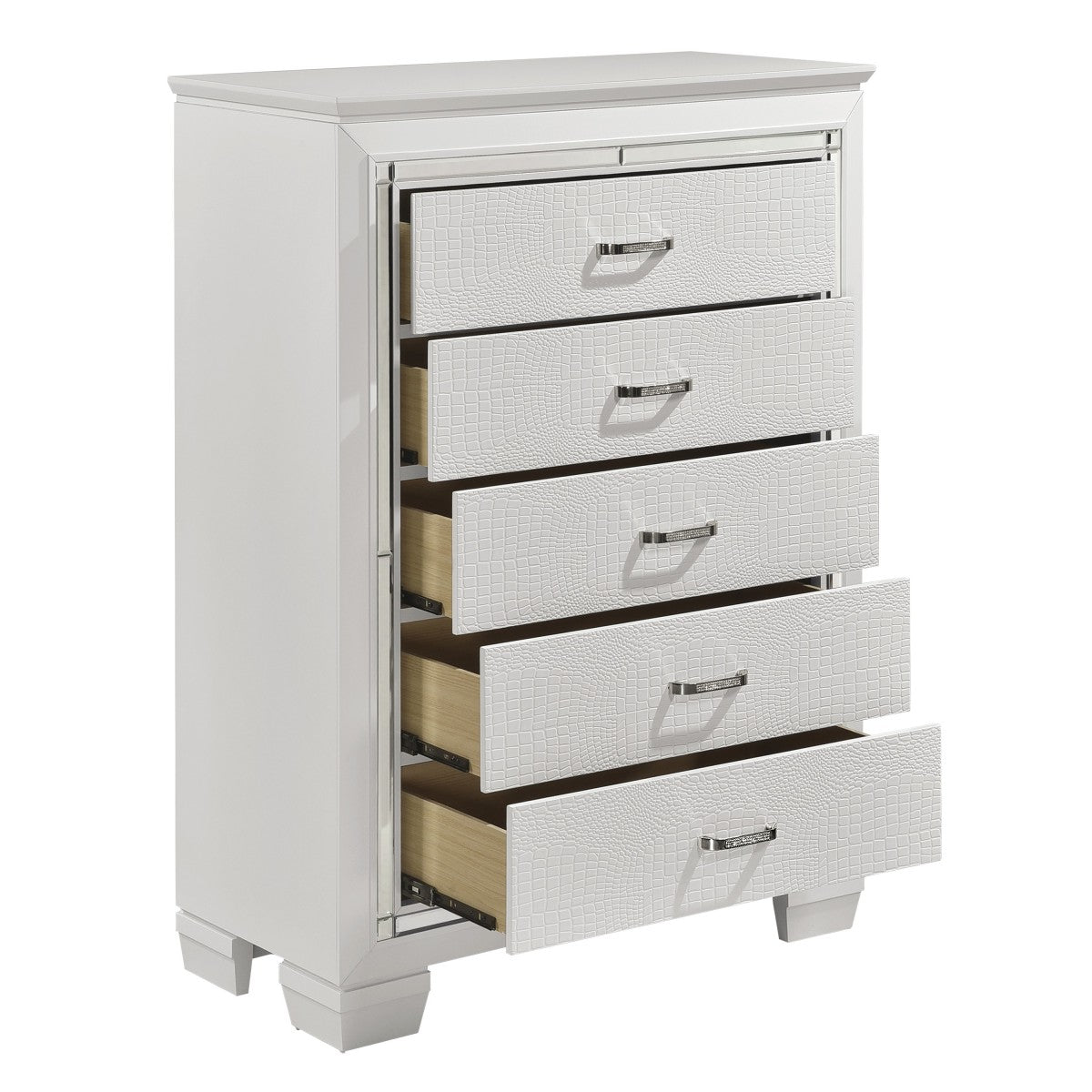 Allura White Chest - Modern Storage Cabinet for Bedroom, Living Room & Office - Elegant White Finish with Spacious Shelves & Drawers - Perfect for Organizing Clothes, Books & Home Decor