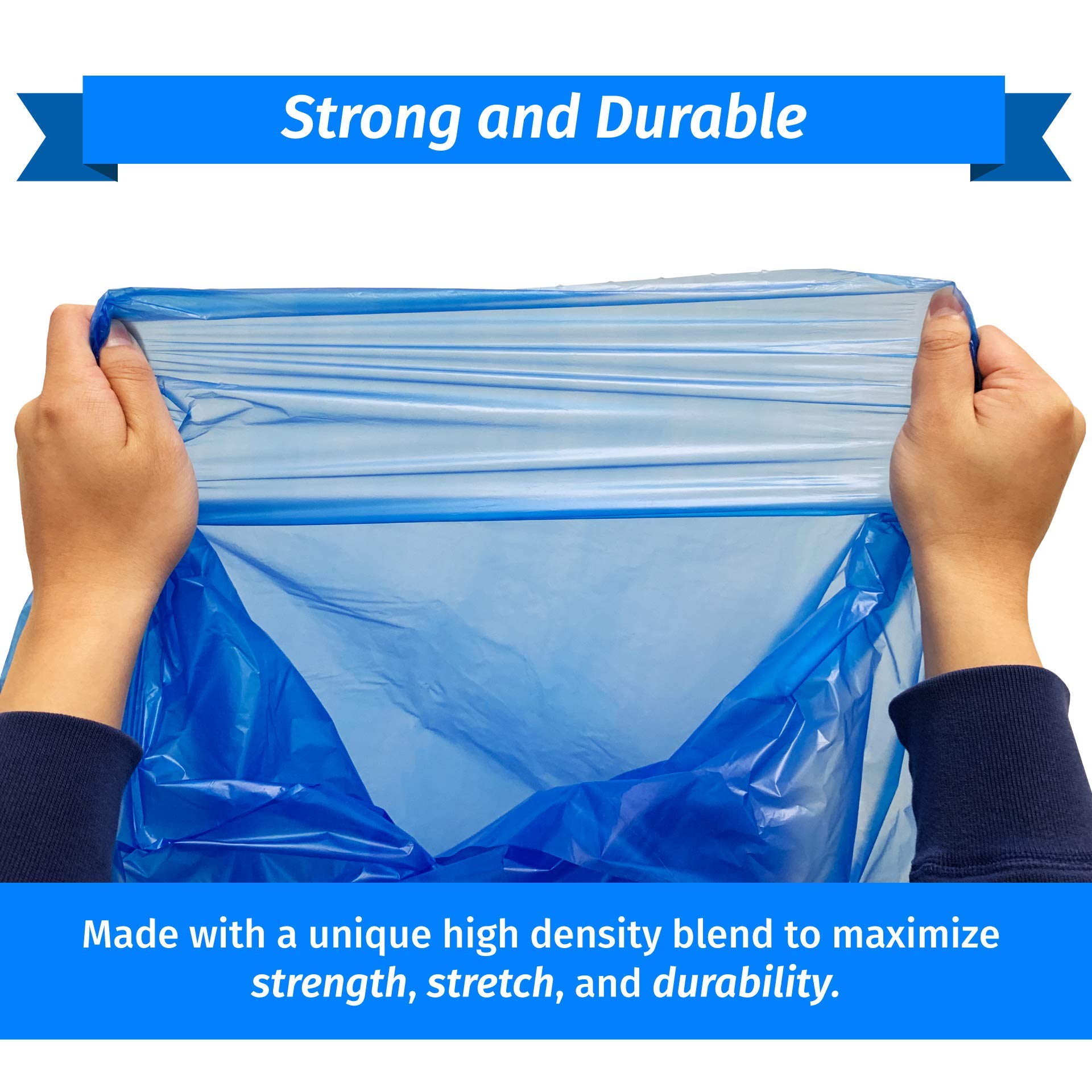 Reli. SuperValue 65 Gallon Heavy Duty Recycling Bags - 50 Count Blue Trash Bags | Made in USA | Perfect for Home, Office & Outdoor Waste Disposal