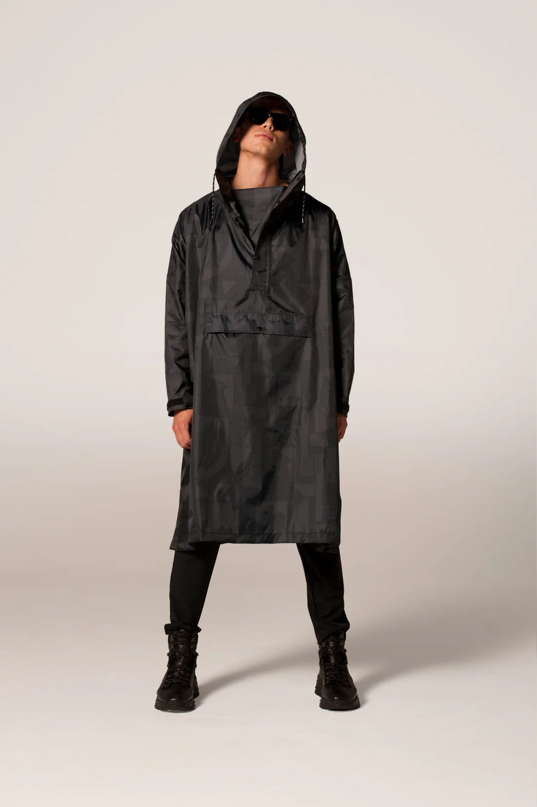 Waterproof Black Art Camo Rain Poncho - Lightweight & Packable for Outdoor Hiking, Camping & Emergency Use