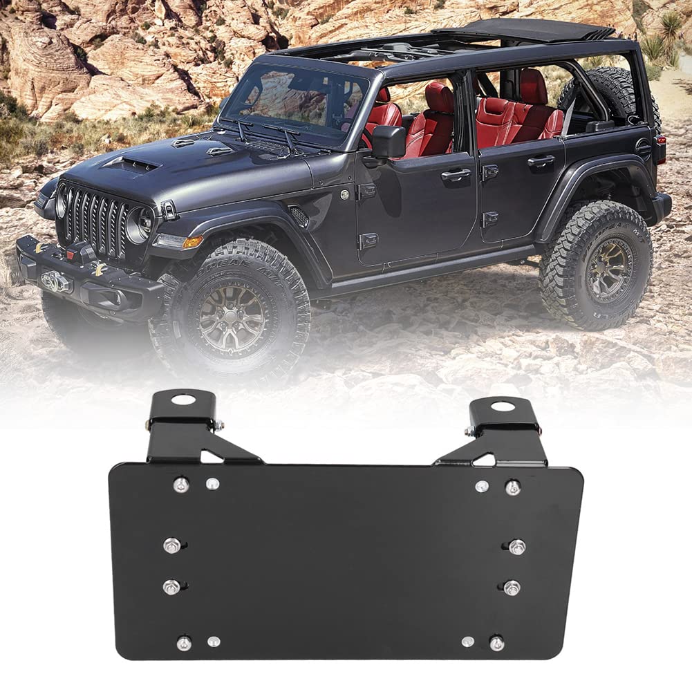 Zcargel Heavy Duty Metal License Plate Holder - Universal Winch Roller Fairlead Mounting Bracket for Cars, Trucks & Motorcycles - Durable Steel Number Plate Frame for Off-Road, Towing & Adventure Vehicles