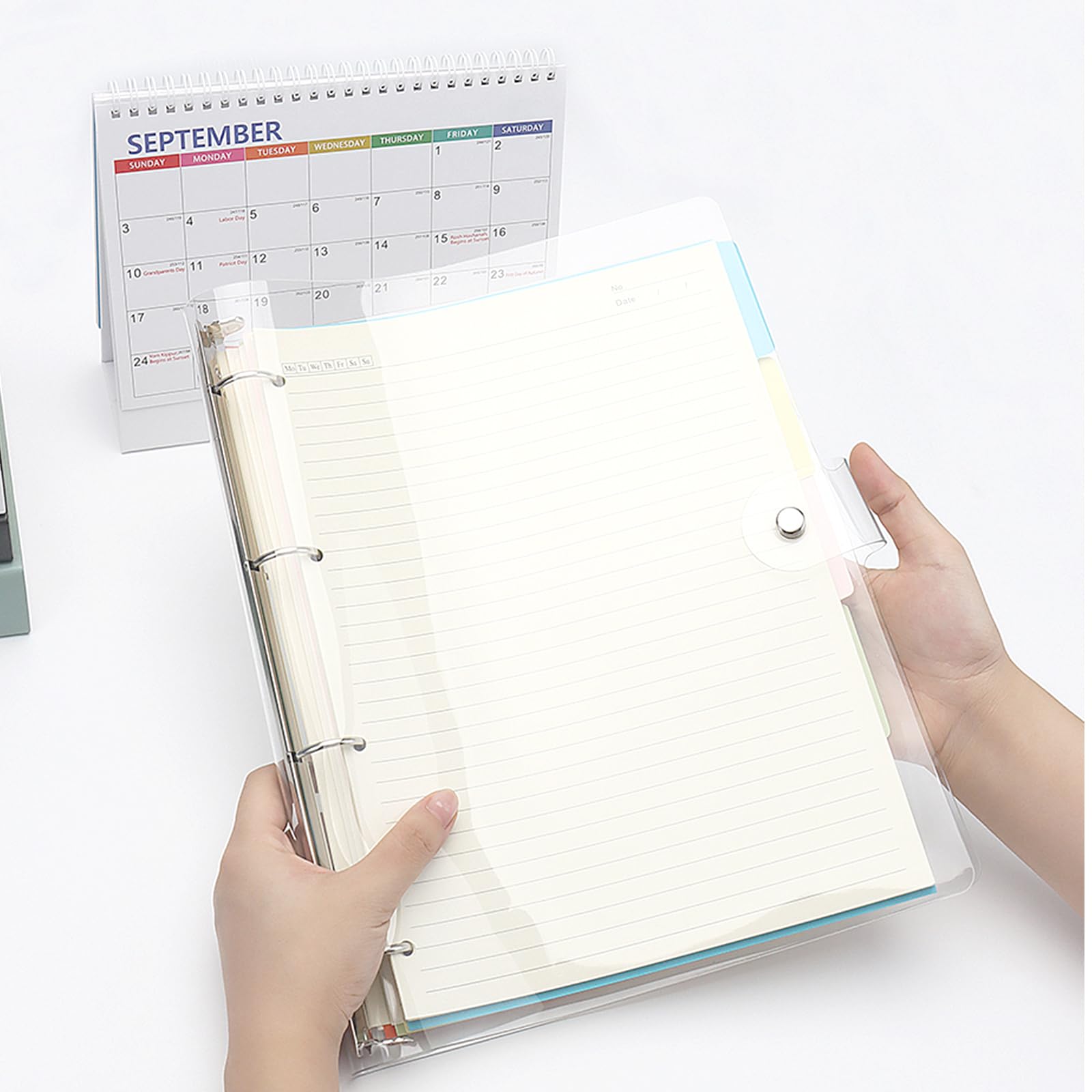Clear A4 Binder with 4 Silver Rings - Refillable Soft PVC Loose Leaf Folder, Budget Notebook Organizer for School, Office & Home Use - Durable Shell Protector & Accessory Supplies (A4 Size)