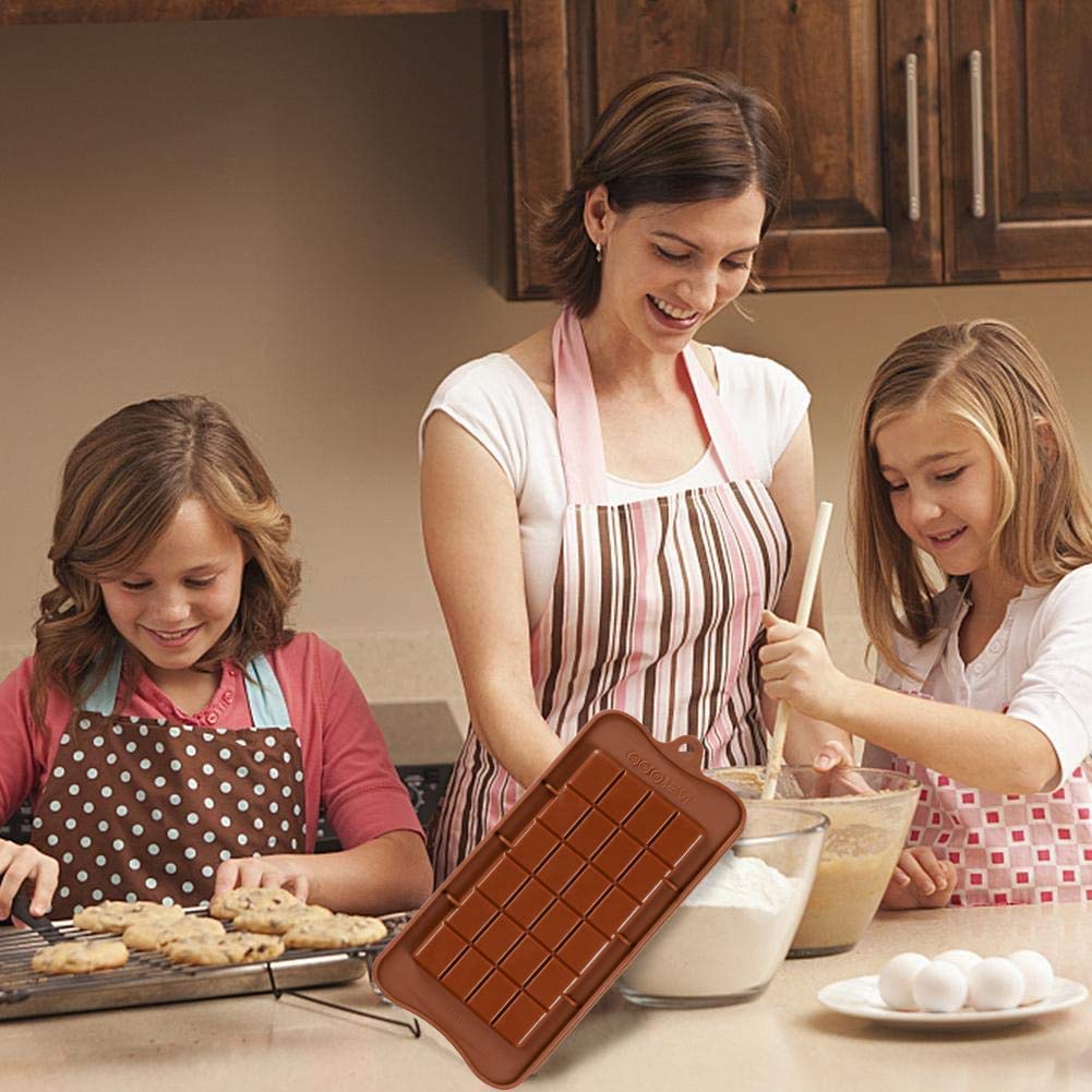 Premium Silicone Chocolate Molds Set of 3 - Non-Stick Reusable Break Apart Candy Molds for DIY Baking, Protein Bars & Energy Snacks | Perfect for Home Baking, Party Treats & Holiday Gifts