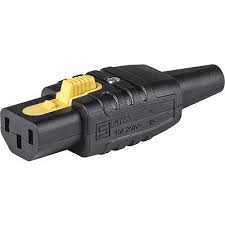 IEC Appliance Inlet C13/F Plug with V Lock - Black Rewirable Power Connector for 10mm Cable, 70°C Pin Temperature - Perfect for Computer Servers, Medical Equipment & Industrial Machinery Power Supply