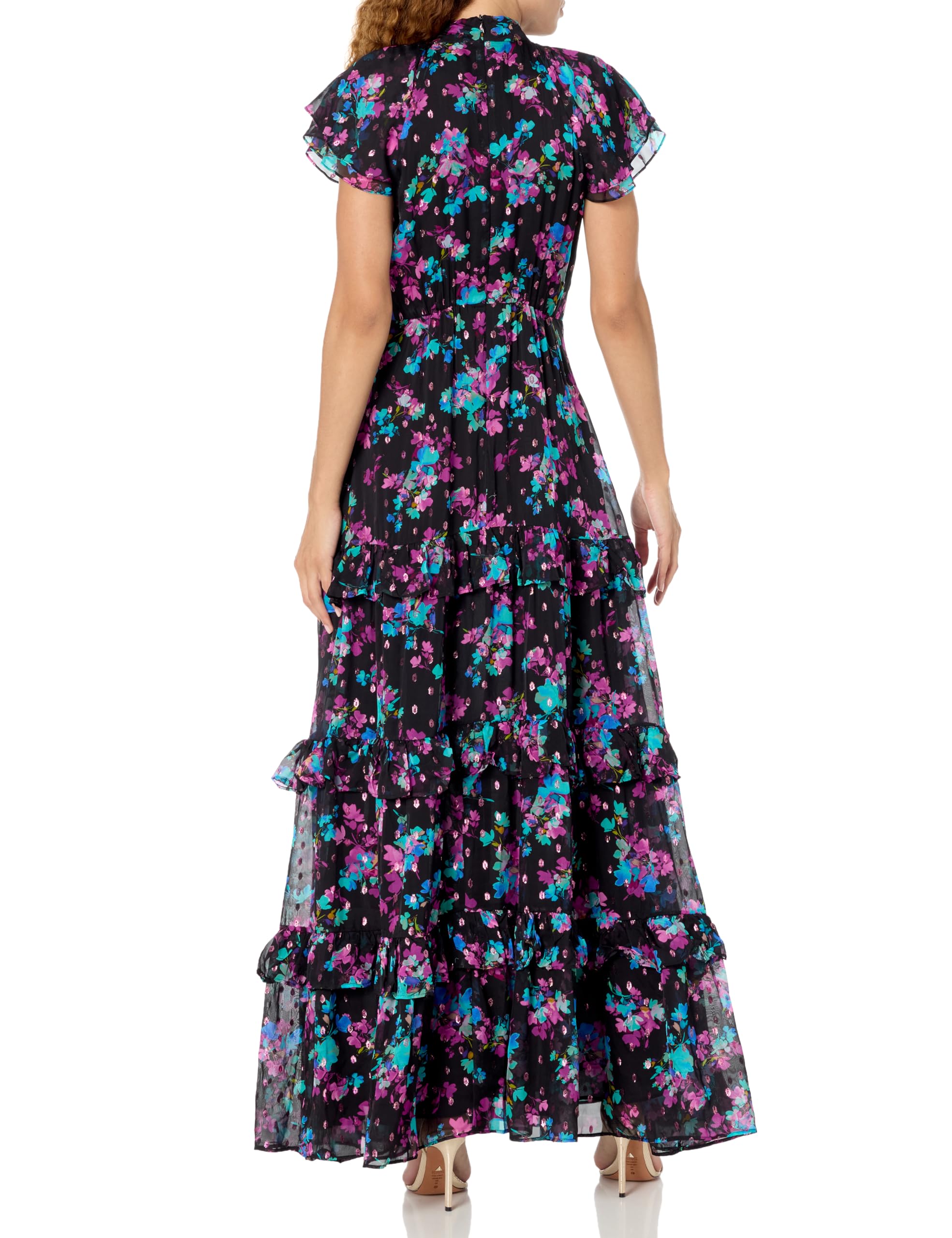 Shoshanna Women's Loretta Jewel Tone Floral Maxi Dress - Elegant Flowy Long Dress for Wedding, Party & Summer Vacation