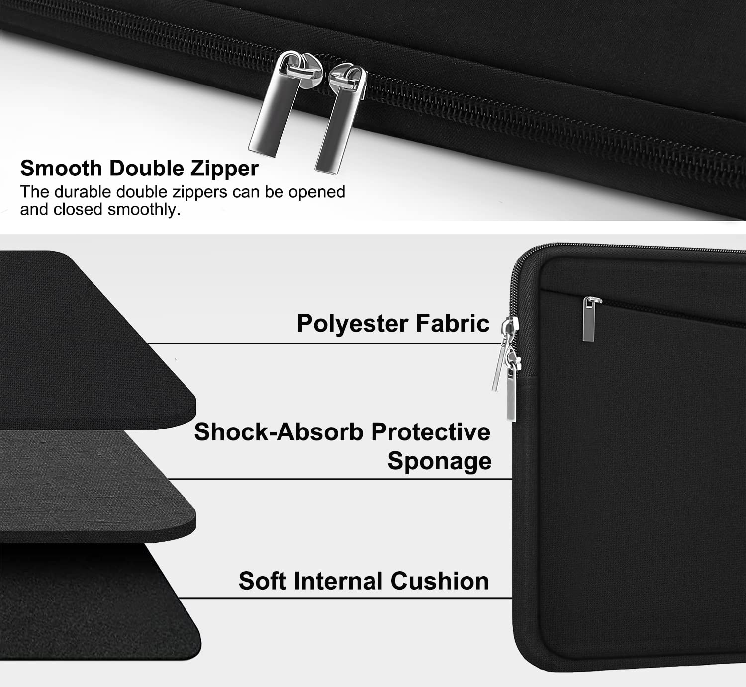 14 Inch Laptop Sleeve for MacBook Air/Pro - Durable Protective Case with Front Pocket | Slim Computer Carrying Bag & Briefcase | Perfect for Work, Travel & School (Black)