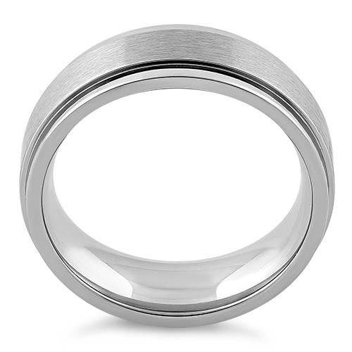 Stainless Steel Step Band Ring for Women - Satin Finish & Polished Design - Perfect for Everyday Wear, Stacking, and Special Occasions