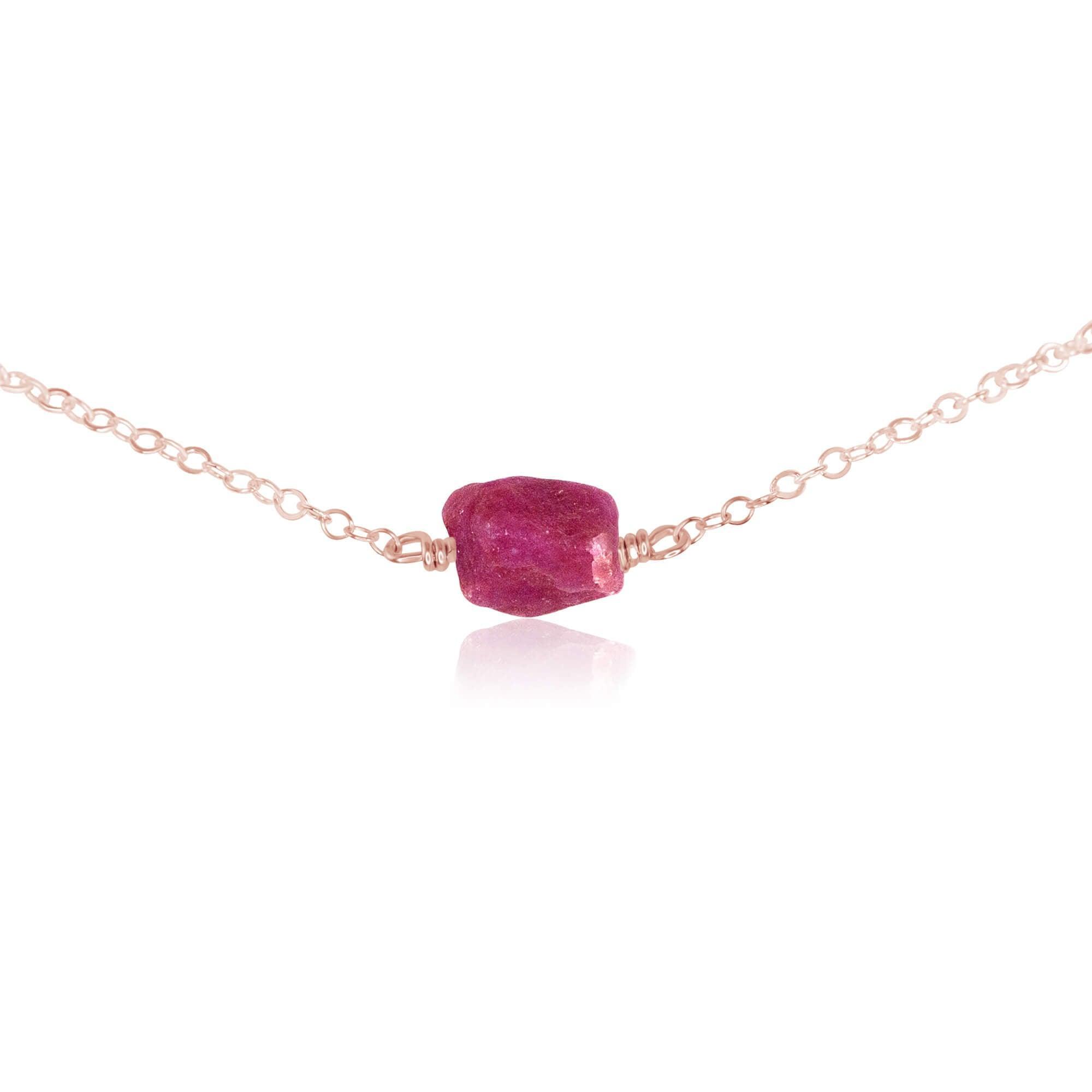 Natural Raw Earth Red Ruby Crystal Nugget Choker Necklace - Handmade Boho Jewelry for Women, Gift for Her, Wedding, Party & Everyday Wear