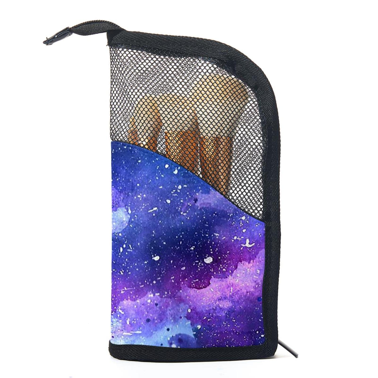 Premium Makeup Brush Organizer Bag with 12 Slots - Purple Pink Nebula Galaxy Design | Portable Cosmetic Brush Holder Case for Travel & Home Storage | Perfect for Makeup Artists & Beauty Enthusiasts