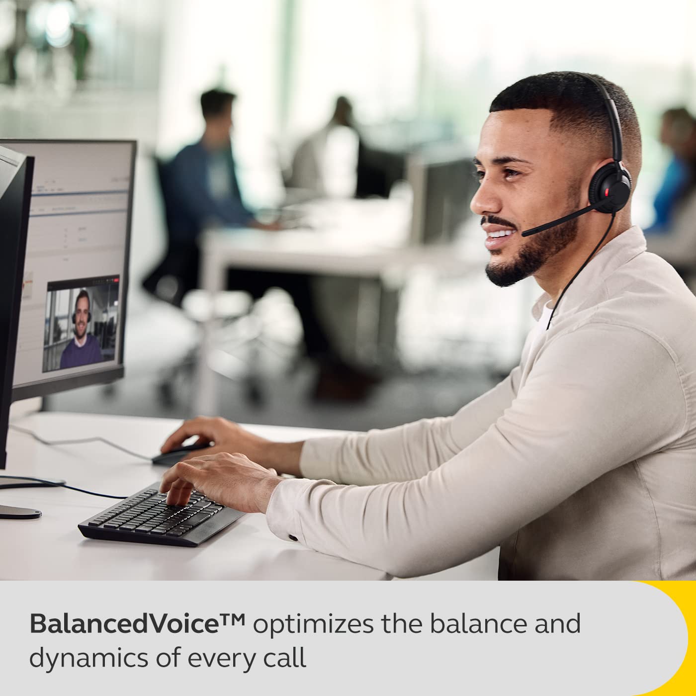 Jabra Engage 40 Wired Stereo Headset with Noise-Cancelling Microphone & USB-A Cable - Ultra-Lightweight Office Headphones for Zoom, Teams, Unify - Perfect for Remote Work, Call Centers & Video Conferencing (Black)