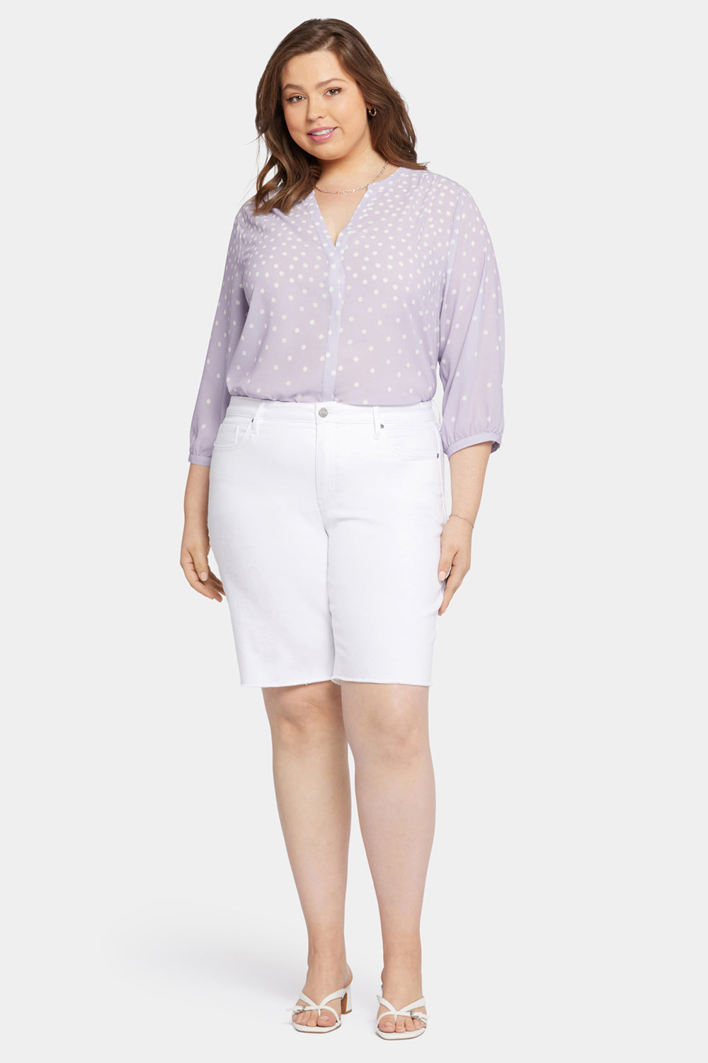 Plus Size Boyfriend Denim Shorts in Optic White - Comfortable & Stylish Women's Casual Wear for Summer Outings & Beach Vacations