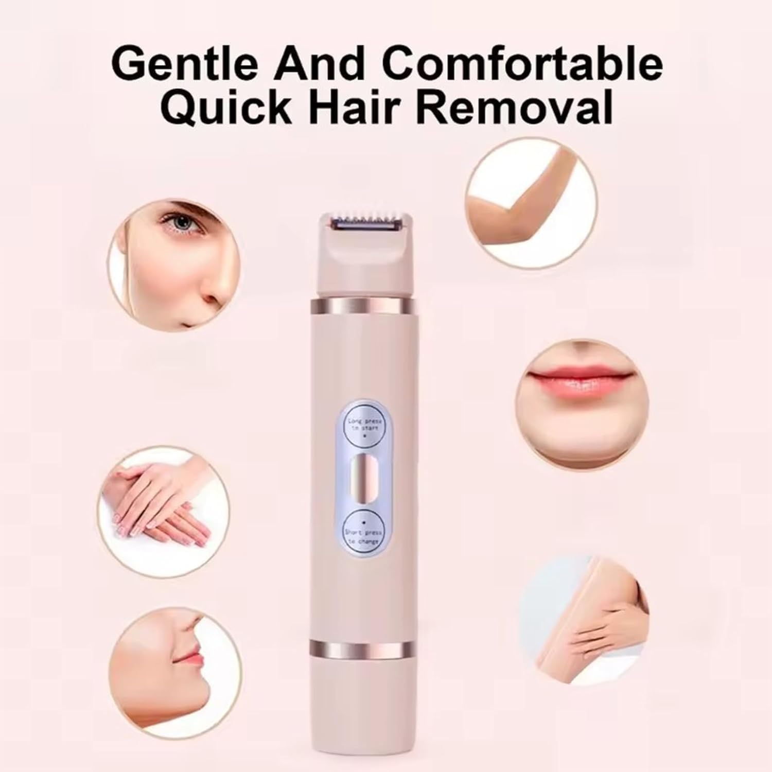 Favorabler 2-in-1 Electric Lady Shaver - Mini Dual Head Rechargeable Women's Shaver for Legs, Underarms & Bikini Area - Portable Travel Shaver (Beige) | Smooth & Comfortable Shaving at Home or On-The-Go