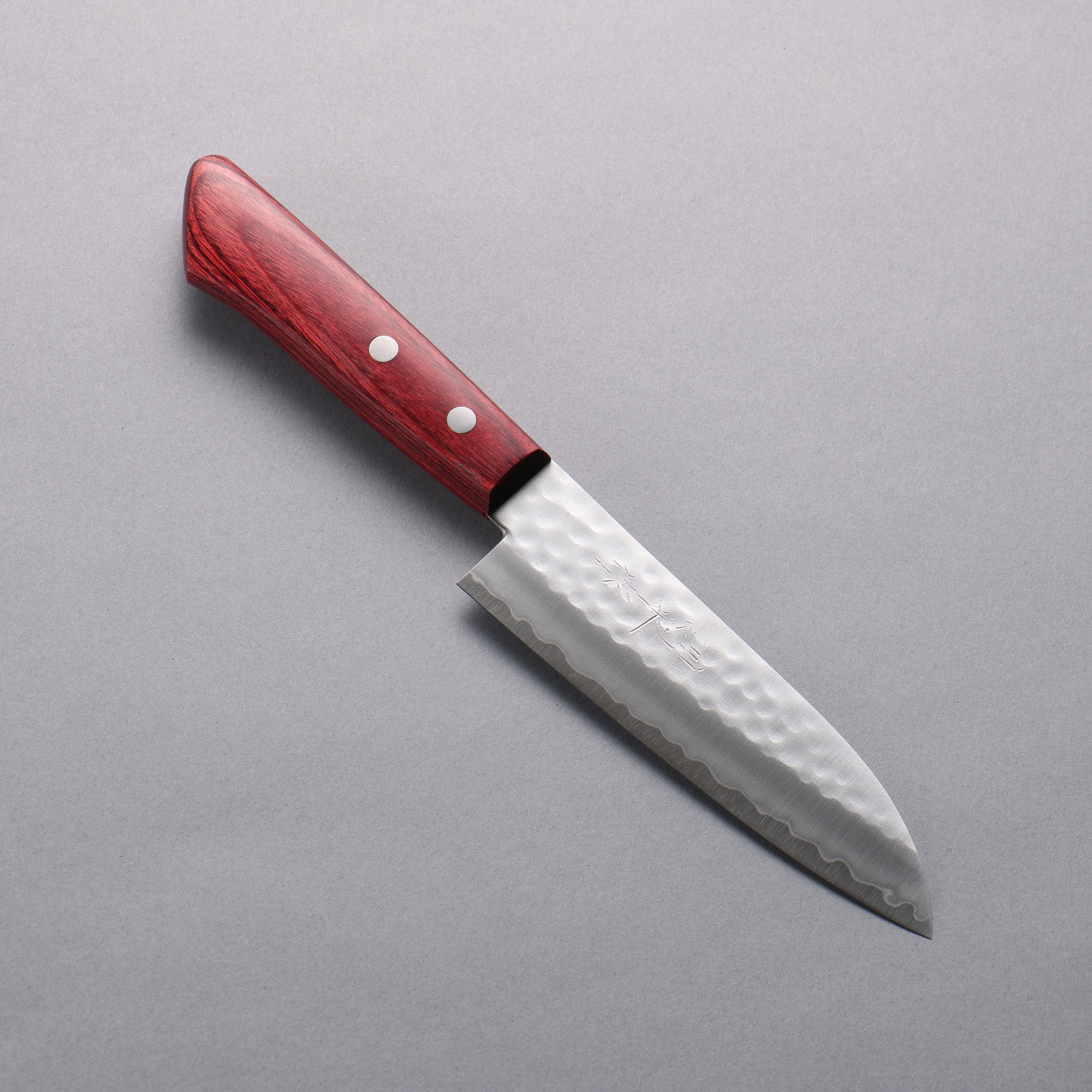 Kunihira VG1 Small Santoku Knife 130mm - Japanese Kitchen Knife with Red Pakkawood Handle - Perfect for Slicing, Dicing & Chopping Vegetables, Fruits & Meat