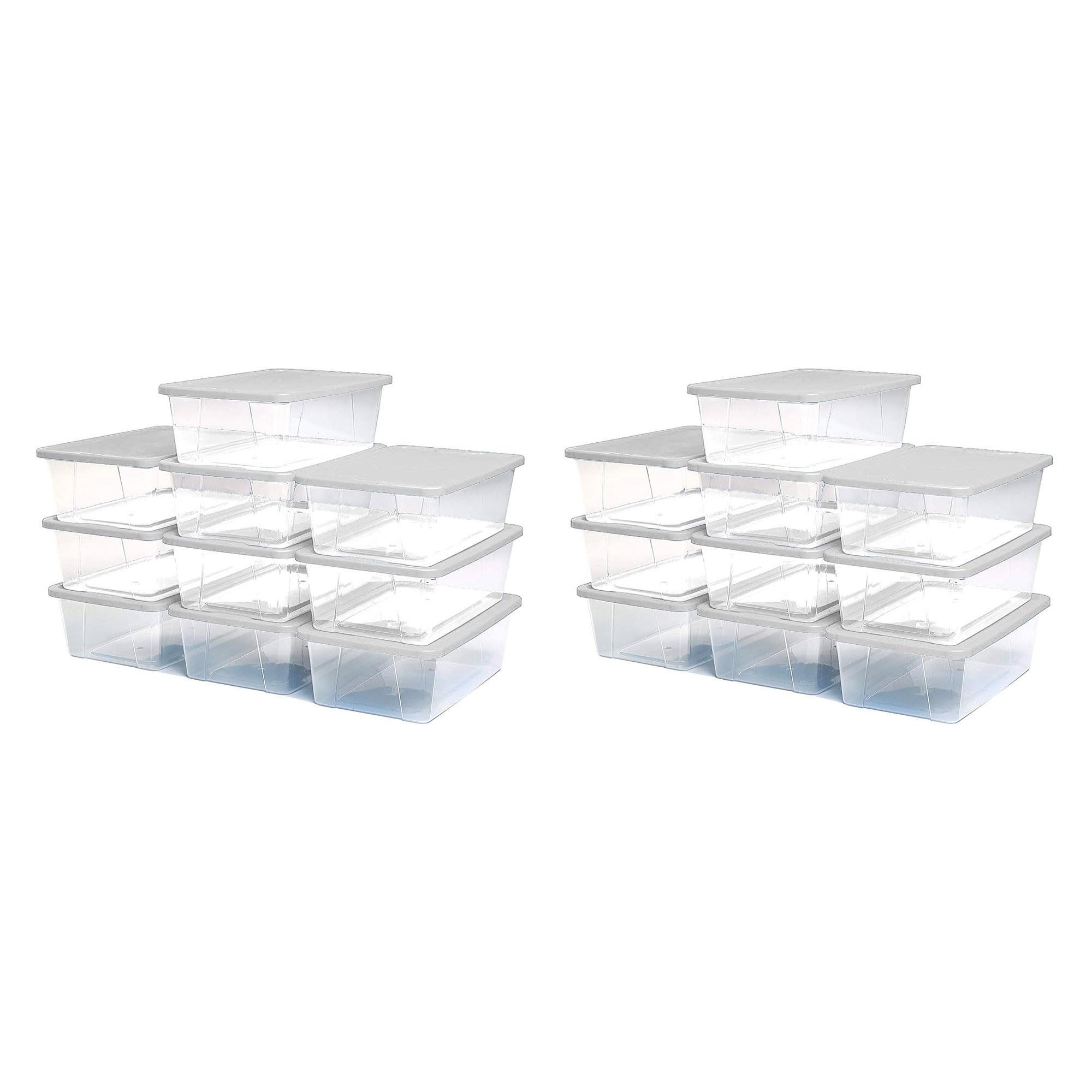 HOMZ 20-Pack 6Qt Clear Plastic Storage Bins with Lids - for Home & Office Organization