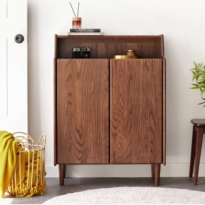 Solid Oak Wood Shoe Storage Cabinet - Rustic Entryway Organizer with Bench Seat for Hallway, Porch, or Mudroom - Perfect for Shoes, Boots, and Outdoor Gear Storage